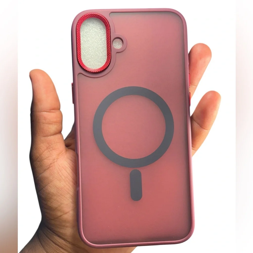 iPhone 16 Plus Case MagSafe Compatible – Matte Red Shockproof Slim Cover